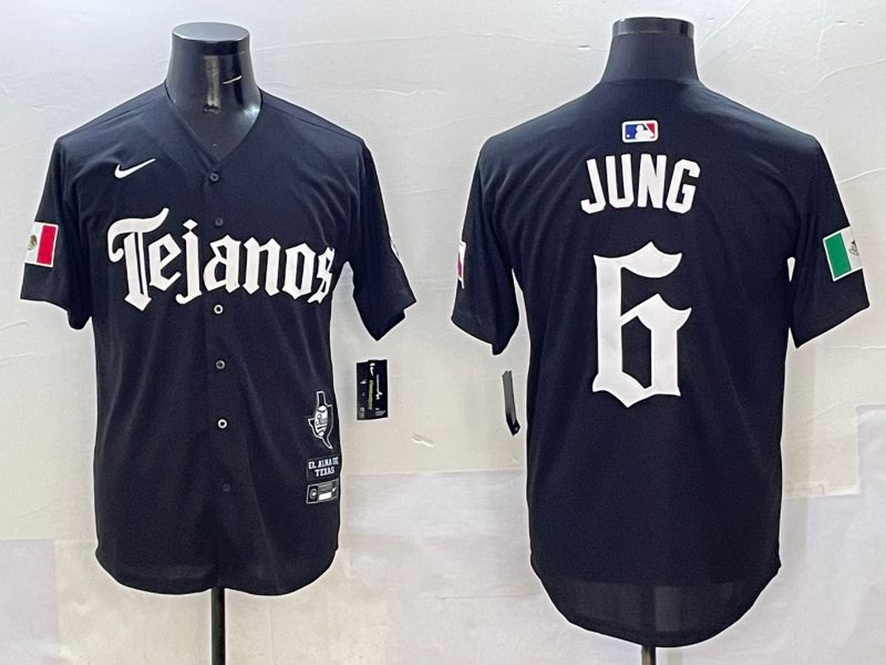 Men Texas Rangers #6 Jung Black Five generations Joint Name 2025 Nike MLB Jersey style 1